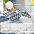thumbnail image 4 of Blue Beige Striped Duvet Cover Queen Size, Modern Stripes Art Farmhouse Comforter Cover with Zipper Closure, 3 Piece Bedding Sets 1 Duvet Cover 90x92 Inches and 2 Pillow Shams, 4 of 9