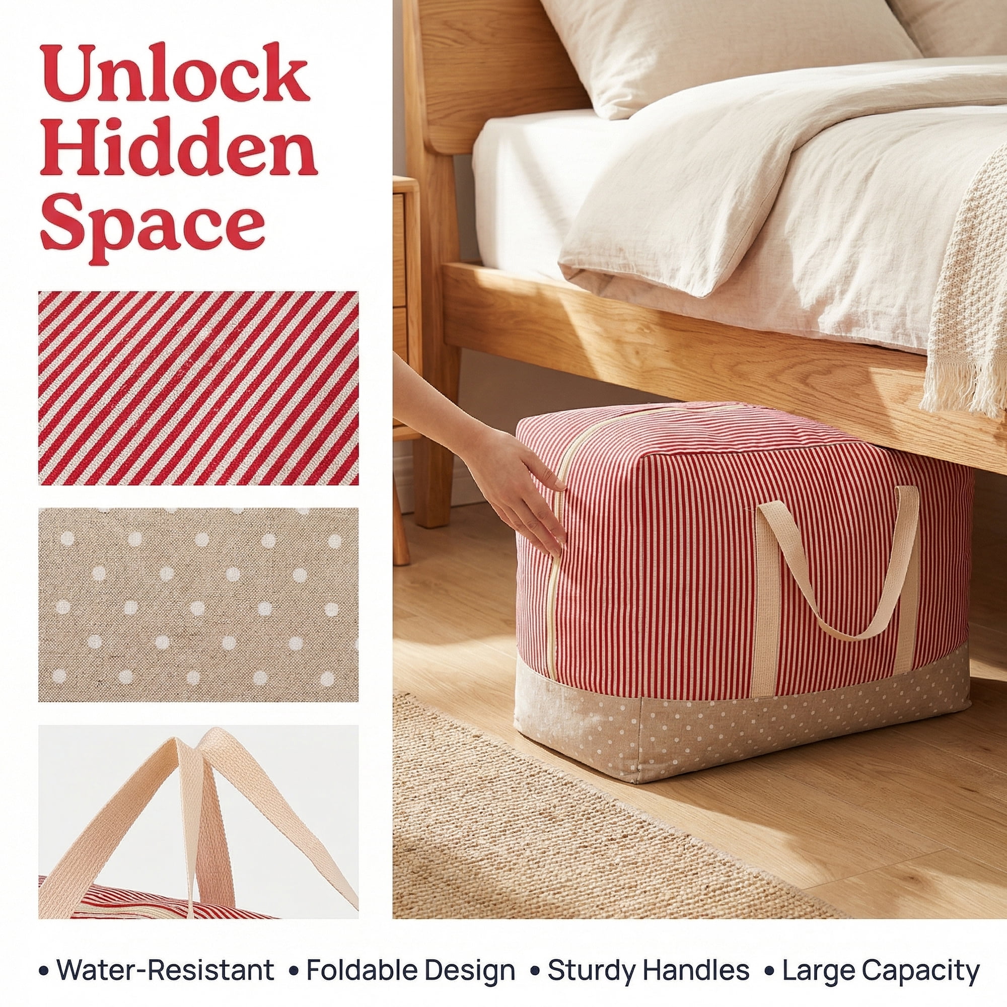 Unique Bargains Clothes Storage Bag for Closet Organizer Red 22.8"x15.7"x11.8"