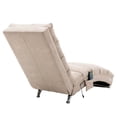 thumbnail image 5 of Power Massage Chaise Lounge Chair with 140° Backrest and Side Pocket, Long Lounger Armless Upholstered Chaise with Metal Legs for Office Living Room, Beige, 5 of 9