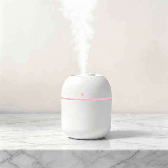 Portable Small Humidifier, USB Personal Desktop Humidifier for Car, Office Room, Bedroom, Auto Shut-Off, 2 Mist Modes, Super Quiet(220ml, White)