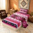thumbnail image 2 of Manfei Damask Floral Twin Sheets, Baroque Flower Bedding, Pink and Red, Black Reversible 3pcs1 Flat Sheet + 1 Fitted Sheet + 1 Pillowcase, 2 of 6