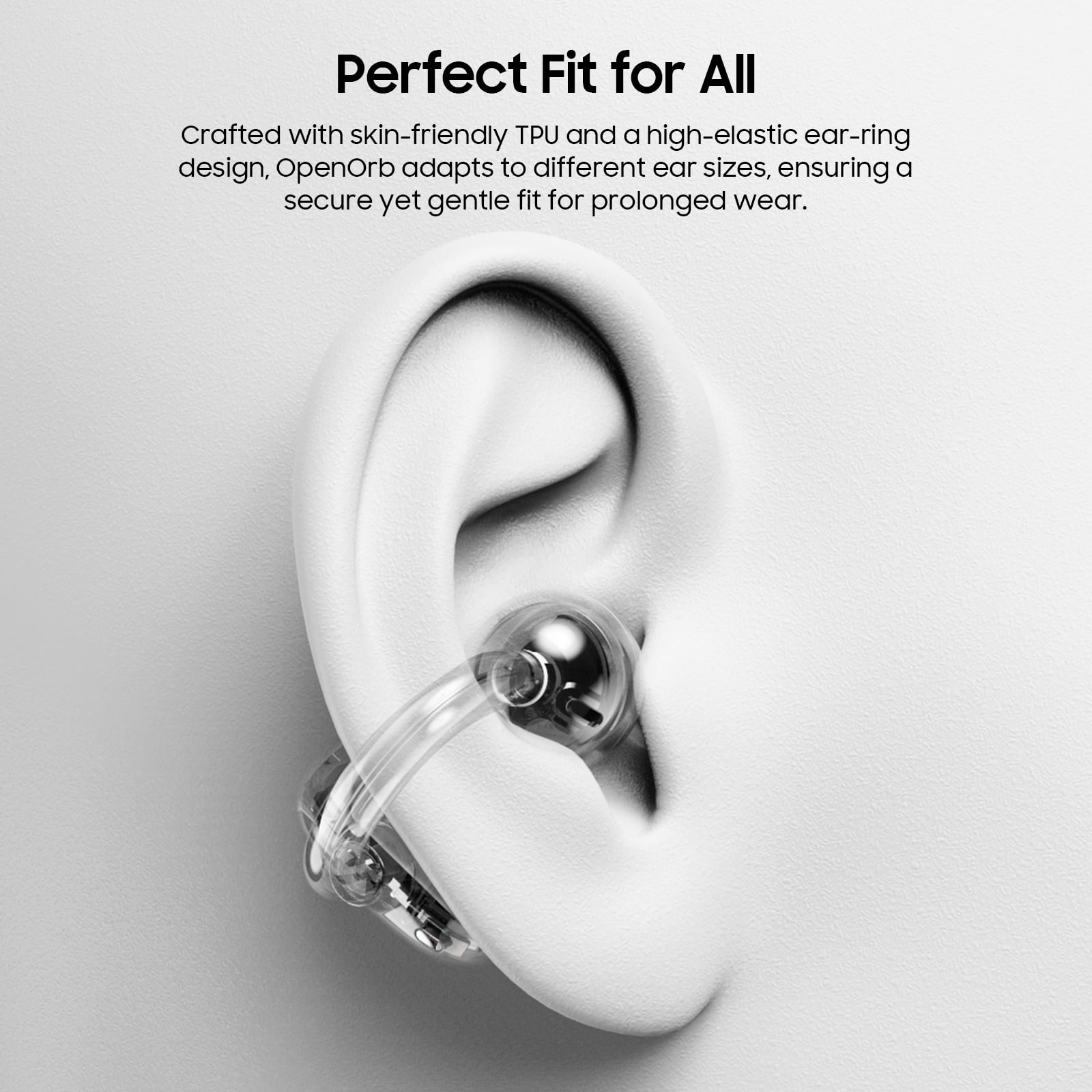 TOZO Open Ear Headphones, Clip on Earbud, 24H, Stereo Bass, Noise Cancelling Mics Clear Calls, Lightweight Comfort Fit for Sports Running Workout, Black