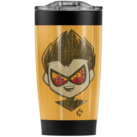 Teen Titans Go! To The Movies/Beachy Robin Stainless Steel Tumbler 20 oz Coffee Travel Mug/Cup, Vacuum Insulated & Double Wall with Leakproof Sliding Lid | Great for Hot Drinks and Cold Beverages
