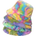 thumbnail image 2 of CoCopeaunts Tie Dye Bucket Hat Thickened Warm Basin Hat Female Plush Colorful Rainbow Fisherman Hat Stage Costume Accessory, 2 of 8