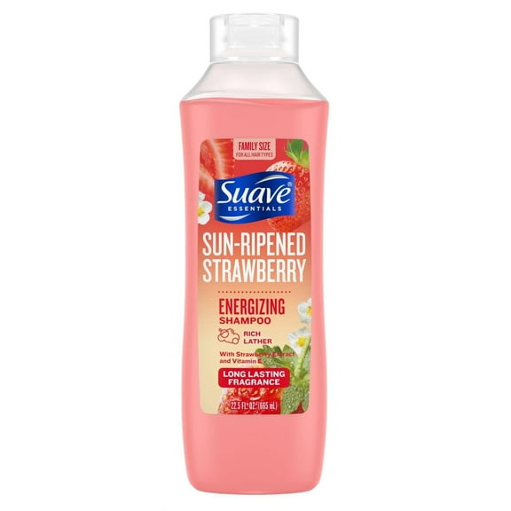 Suave Essentials Shampoo Sun- Ripened Strawberry 22.5 Ounce (665ml) (Pack of 3)