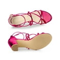 thumbnail image 4 of BLISSFUL STEP Women's Strappy Crisscross Strap Block Heels Sandals Hot Pink 7.5, 4 of 7