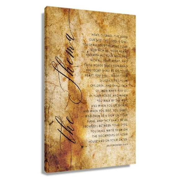 The Shema Scripture Wall Art Deuteronomy 6 4-9 Bible Verse Poster Printing Printed Canvas Bedroom Picture for Hallway Giclee Prints