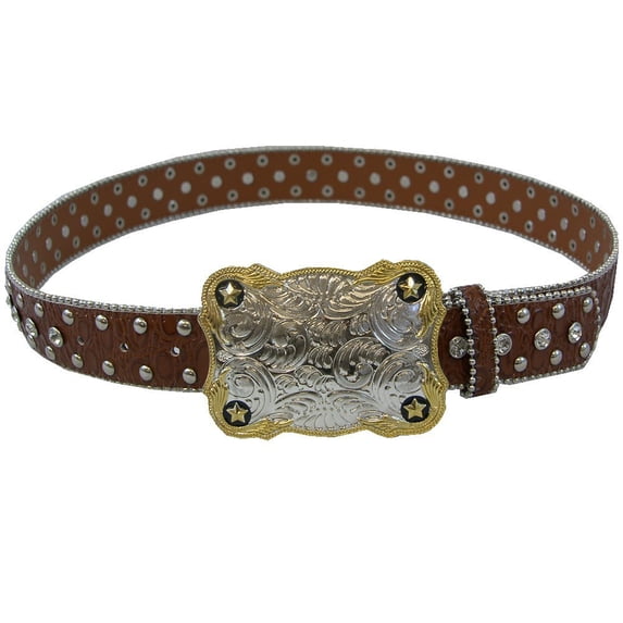 Winners Outer Wear WB70034 34 in. Ladies Leather Western Crystal Belt - Brown