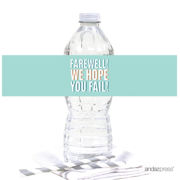 Funny Farewell Retirement Party Decorations, Farewell! We Hope You Fail, Water Bottle Labels, 20-Pack