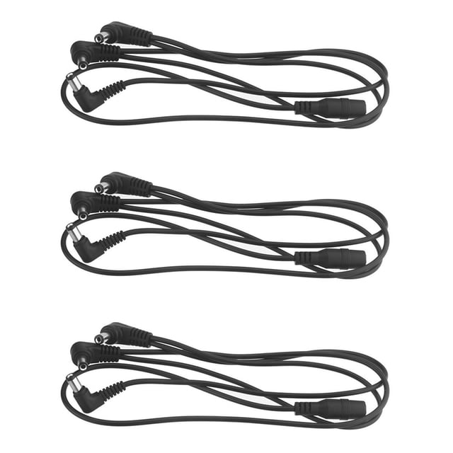 3X Vitoos 3 Vias Cable de Arnes de Cadena de Margaritas Electrodo Alambre de Cobre para Efectos de Guitarra Divisor Adaptador de Fuente de Alimentacion Negro