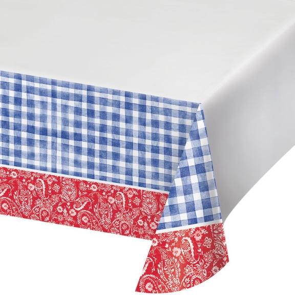 Picnic Paisey Plaid Paper Tablecloth