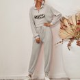 thumbnail image 4 of Lu's Chic Women's 2 Piece Outfits Long Sleeve Tracksuit Casual Jogging Suits Crop Top Lounge Set 1/4 Zip Up Sweatsuit Leopard Print Cotton Cinch Bottom Drawstring with Pockets Grey Medium, 4 of 4