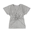 thumbnail image 1 of bar III Womens Twist Front Basic T-Shirt, Metallic, X-Large, 1 of 2