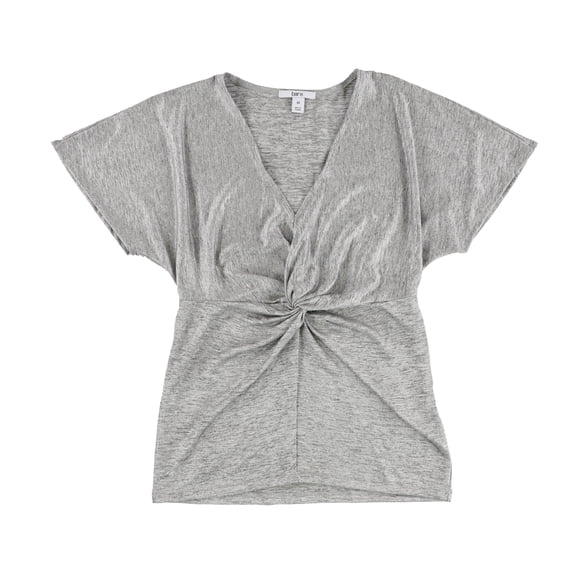 bar III Womens Twist Front Basic T-Shirt, Metallic, X-Large