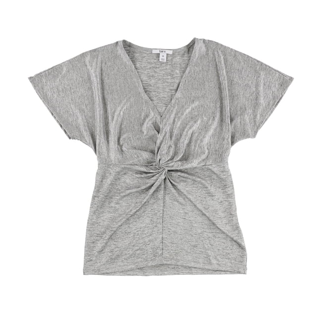 bar III Womens Twist Front Basic T-Shirt, Metallic, X-Large