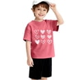 thumbnail image 3 of Girls Short Sleeve T Shirts Kids Summer Tops Loose Fit Comfy Crewneck Basic Tees 2‐13 Years Casual Cute Heart Print Shirt, 3 of 5