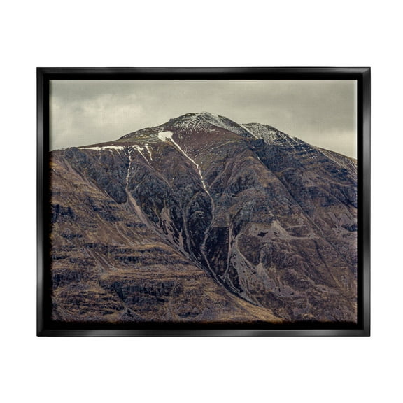 Stupell Industries Cloudy Mountain Peak Slope Photograph Jet Black Floating Framed Canvas Print Wall Art, Design by Lil' Rue