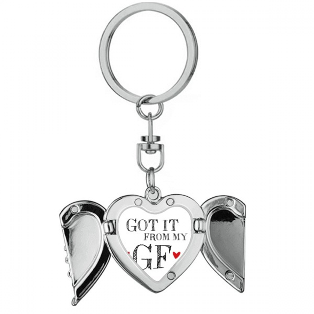 Para BF tengo de mi gf novio Llavero de alas de ángel en forma de corazón