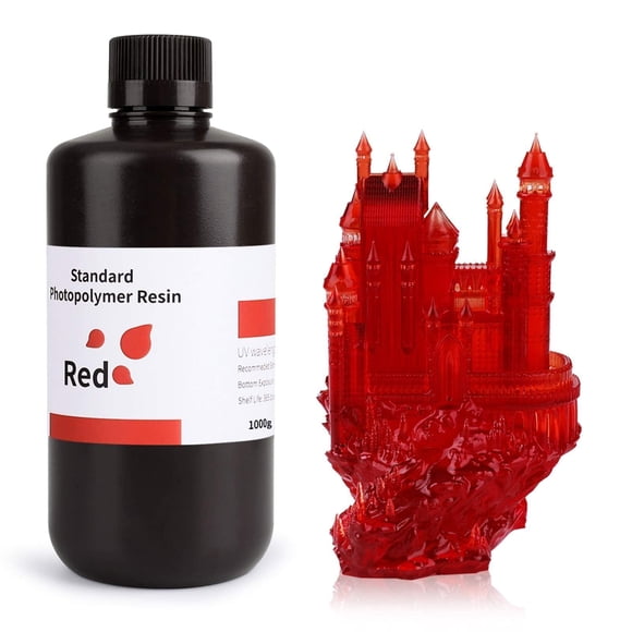 Impresora 3D de resina ELEGOO, fotopolímero estándar, 1000 g, rojo transparente