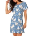 thumbnail image 2 of Fotbe Funny Chicken Bata de Dormir para Mujer con Estampado, Camisón de Algodón de Manga Corta, Ropa de Dormir Casual, 2 of 6