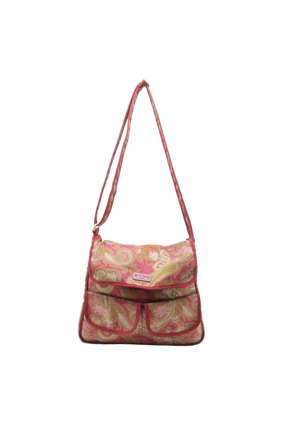 Pre-Owned Etro Paisley-Print Flap Crossbody Bag in Multicolor Canvas