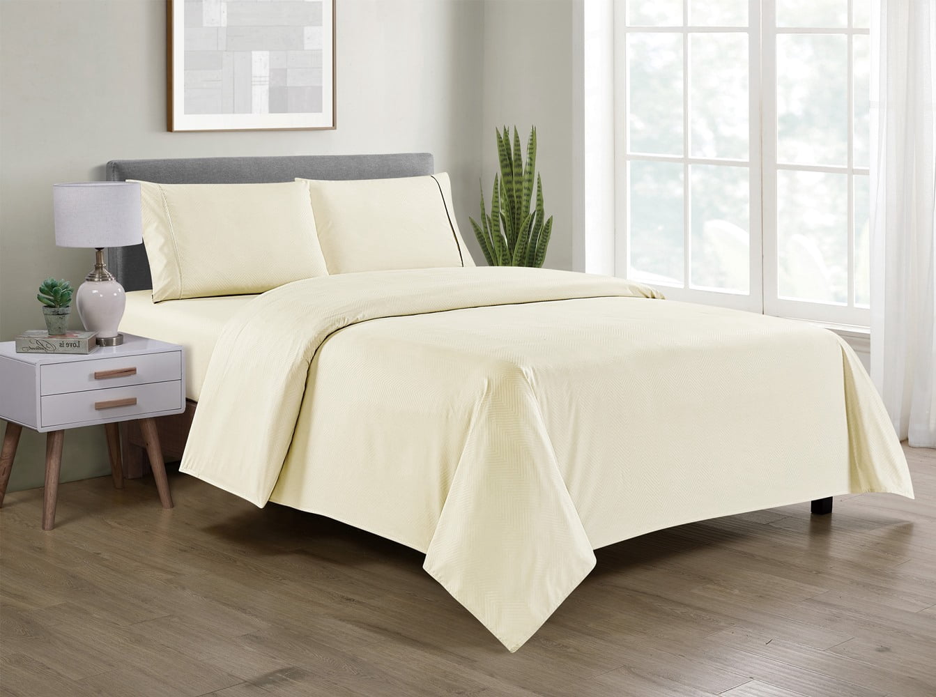 Bamboo 4 Piece Luxury Chevron Embossed Sheet Set