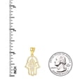 thumbnail image 4 of 10kt Yellow Gold Mens Women Cubic Zirconia Cubic-Zirconia Hamsa Religious Charm Pendant, 4 of 5