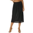 thumbnail image 1 of RUNQHUI Jupon Long en Satin pour Femme Demi-Jupon Jupe sous Robe Jupons Rallonge Demi-Jupons 75cm Noir TTG, 1 of 7