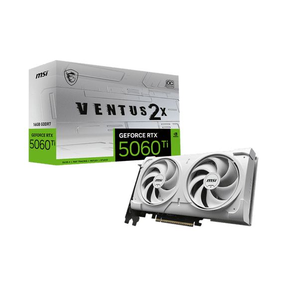 MSI GeForce RTX 5060 Ti 16G VENTUS 2X OC WHITE PLUS Graphics Card, 16GB GDDR7, DPx3, HDMIx1, DLSS 4