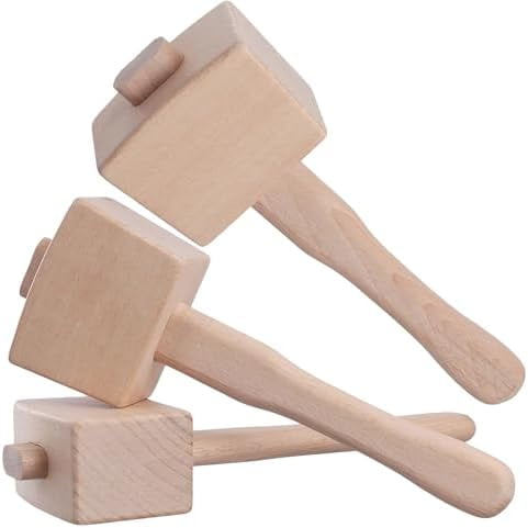 3PCS Wooden Mallet, 9.5Inches Ice Hammer Mallet, Beech Solid Wood Carpenter Hammer for Woodworking Tool$$Tools & Hardware Other