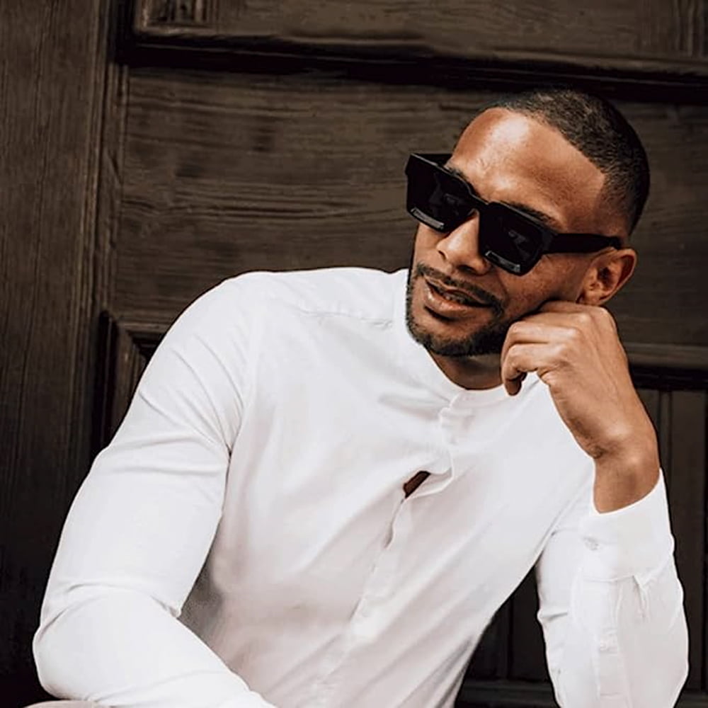 Men Women Sunglasses Retro Rectangle Y2K Sunglasses Thick Square Frame Fashion Black Shades Rave Fashion