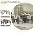 thumbnail image 5 of Harper & Bright Designs 7 Pieces Retro Dining Set for 6, Wood Rectangular Table with Designed Trestle Base and 6 Upholstered Chairs for Dining Room and Kitchen, Grey, 5 of 18