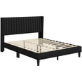 thumbnail image 2 of Yaheetech Upholstered Platform Bed Frame with Channel Tufted Headboard, Queen, Black, 2 of 8