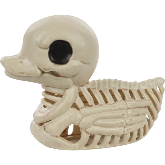 Amscan Spooky Skeleton Duck Halloween Decoration, White and Black, 1 Count