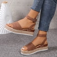 thumbnail image 4 of BERANMEY Open Toe Buckle Ankle Strap Espadrilles with Flatform Wedge Sandals For Women - Casual Platform Sandals Women Comfortable - Espadrilles Beach Sandals For Woman, 4 of 11