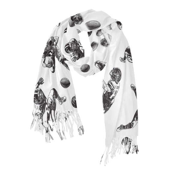 FORMRS Womens Scarf Winter Soft Long Big Warm Shawls Wrap Tassel Scarves, Football Player Pattern