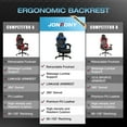 thumbnail image 6 of JONPONY Big and Tall 400lbs Gaming Chair with Bluetooth Speakers Gamer Chair with Footrest Game Chair with Lumbar Support and 360-Swivel Seat and Headrest for Adults, Blue, 6 of 13