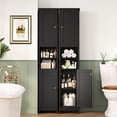 thumbnail image 3 of 67" H Narrow Bathroom Floor Storage Cabinet with Adjustable Shelves & Doors, Tall Bathroom Cabinet for Small Space, Living Room, Entryway, Kitchen, Black, 3 of 8