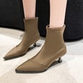 thumbnail image 6 of Lovskoo 2024 Dressy Ankle Boots for Women Stiletto-Heelss Pointed Toe Retro Elastic Fashion High Heel Booties Wedding Dress Shoes Olive Green, 6 of 9