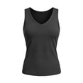 thumbnail image 4 of Husipze Women's Tank Top Sleeveless Casual V Neck Fitted Basic Top Soft Stretch Athletic Slim Fit Gym Yoga Tops Gray M, 4 of 9