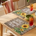 thumbnail image 4 of Sunflower Brown Placemats Set of 4 Farmhouse Bee Country Wooden Grain Place Mats Indoor Wipeable Table Mats Washable Cloth Dining Table Placemats for Kitchen Holiday Party Home Decor 13x19 Inch, 4 of 9