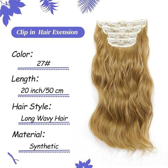 WEIF-Clip in Hair Extensions 4Pcs 180g Long Wavy Synthetic Hair Extension Clip ins Golden Blonde for Women 20 inch Clip in Extensions (27, 20inch)