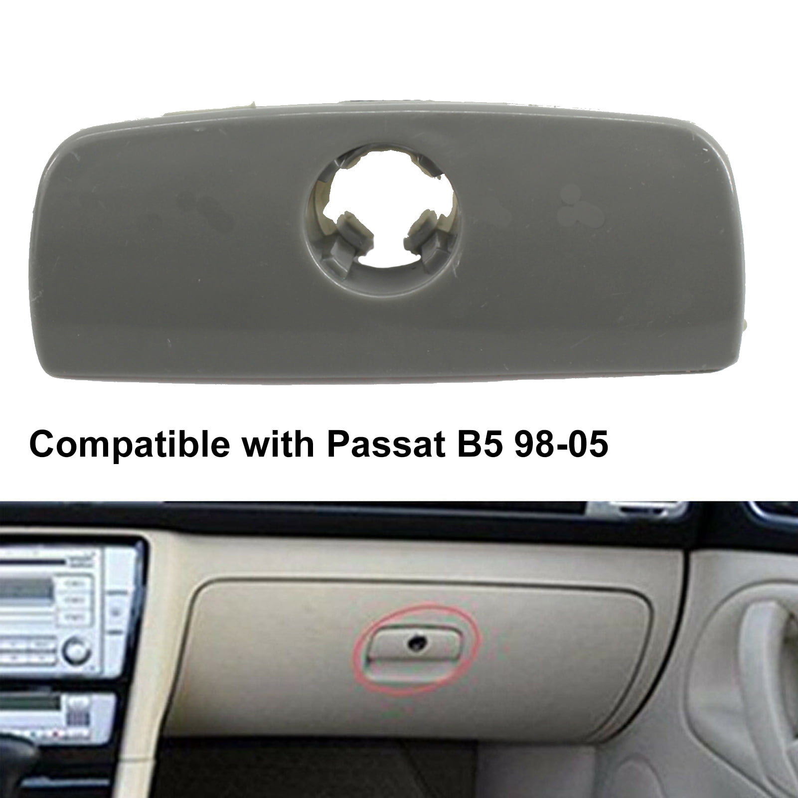Grey Inner Storage Glove Box Handle Cover Lid Lock fit 98-05 VW Passat B5 
