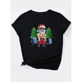 thumbnail image 4 of Camisetas de manga casquillo para mujer, de moda de verano 2025, con estampado lindo, casual, sin mangas, de ajuste holgado, de manga cortaWomen's Casual Fashion T-Shirt, Christmas Santa with Tree P, 4 of 8