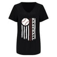 thumbnail image 4 of T-Shirt à Manches Courtes pour Femmes en Liquidation T-Shirt en Chiffon pour Femmes T-Shirt de Baseball Imprimé Lettres de Baseball Col en V Manches Courtes, 4 of 4