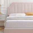 thumbnail image 5 of Platform Bed Frame, Twin Size, Velvet, Pink, Modern Contemporary Urban Design, Bedroom Master Guest Suite, 5 of 10
