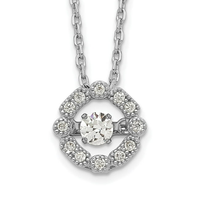 Diamond2Deal Collier Rallonge en Argent Sterling 925 Rhodié Vibrant CZ avec 2 Po pour Femmes 16 Pouces