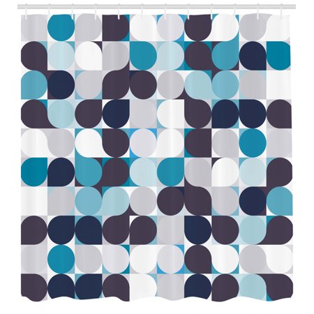 Abstract Shower Curtain Retro Inner Circles Pattern With Squares