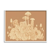 Stupell Industries Neutral Beige Woodland Mushrooms Botanical & Floral Painting White Framed Art Print Wall Art