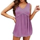 thumbnail image 1 of Blusa sin mangas con cuello en V para mujer, blusa sin mangas con adornos de encaje, moda de verano, informal, holgada, de Color puro, para viajes diarios en casa, 1 of 6